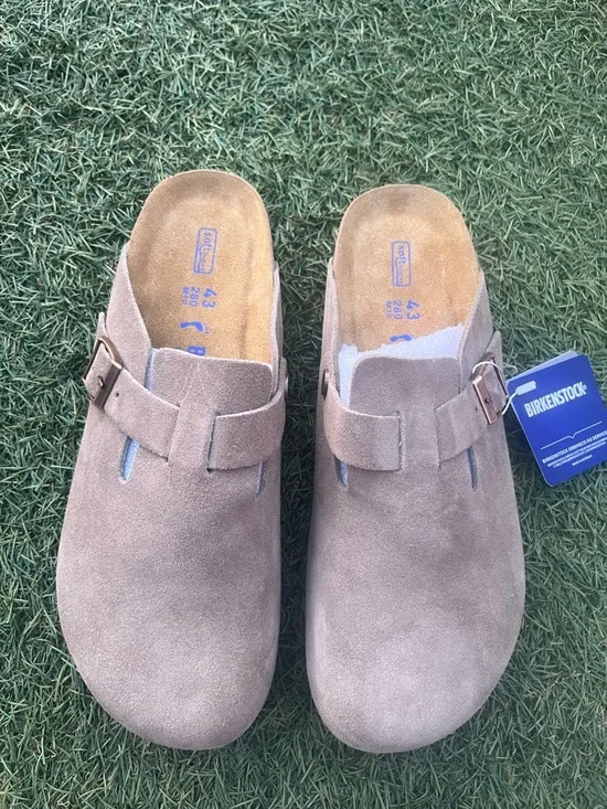 Birkenstock Men’s Boston Suede Clog - Taupe Brown - Picture 2 of 5